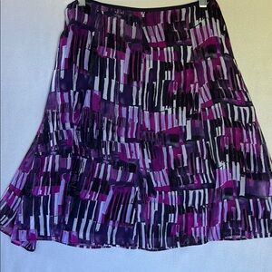 Ann Taylor A-Line Purple and Black Chiffon Skirt